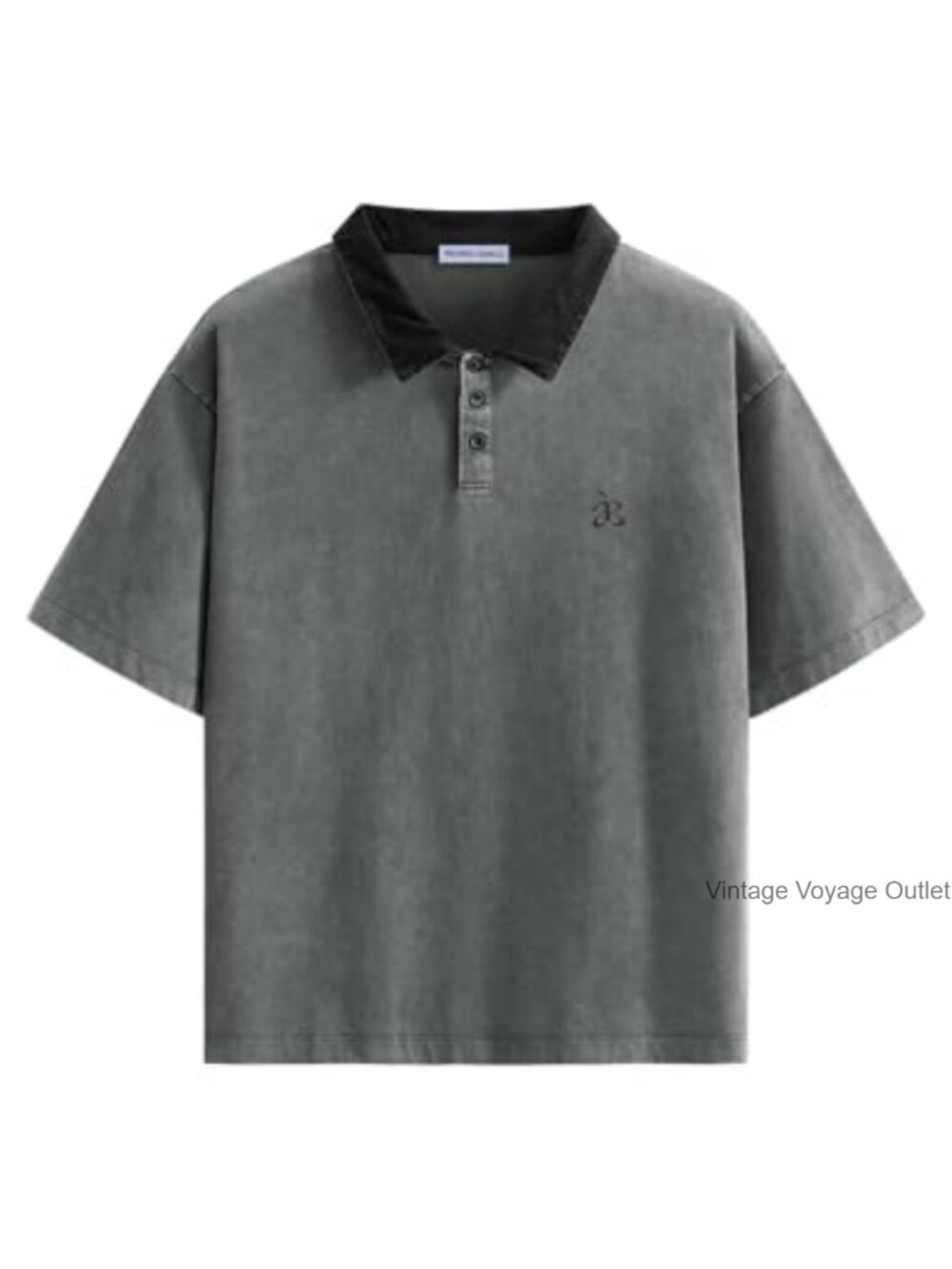 Oversized Washed Polo T Shirt 100% Cotton Drop Shoulder Vintage Tee